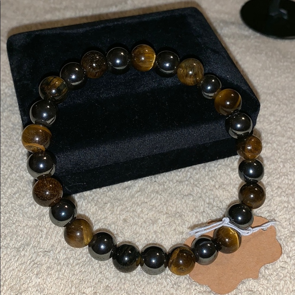 Handmade Hematite and tiger eye Bracelet.